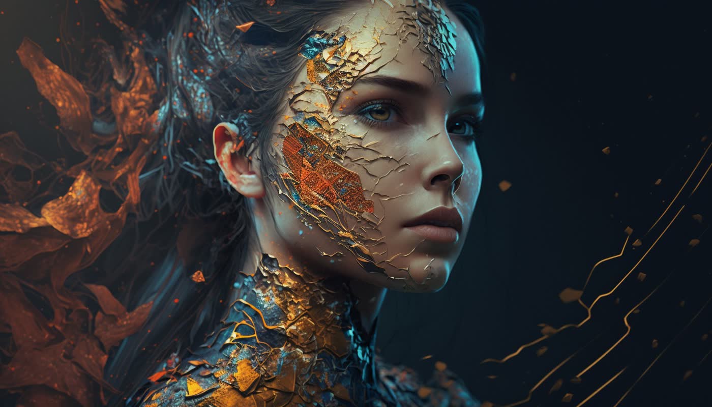 Kintsugi-Porträt vor dem Upscale-Workflow